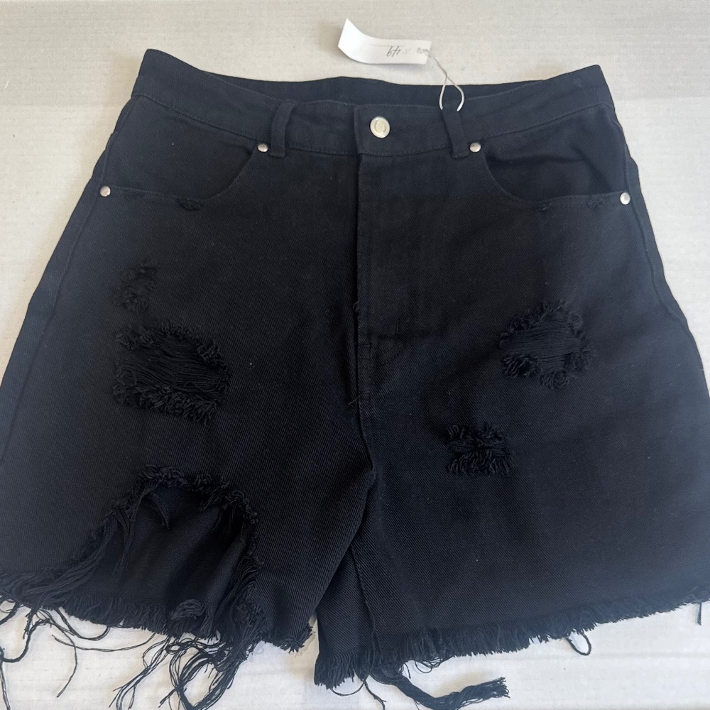 HYFVE Distressed Black Jean Shorts